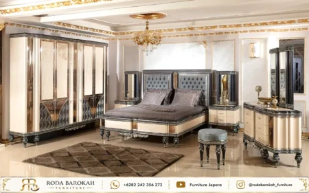 Desain Kamar Mewah Ukiran Klasik Pearl Cream Luxury