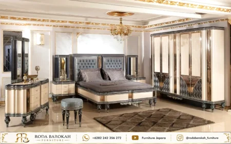 Desain Kamar Mewah Ukiran Klasik Pearl Cream Luxury