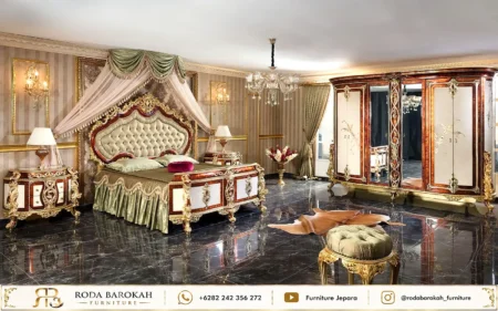 Desain Kamar Tidur Klasik Nuansa Sage Green Gold