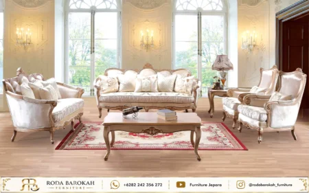Desain Set Sofa Ruang Tamu Mewah Ukiran Mebel Jepara