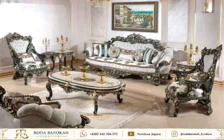 Jual Sofa Tamu Mewah Klasik Eropa Pearl Silver Emerald