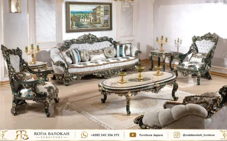 Jual Sofa Tamu Mewah Klasik Eropa Pearl Silver Emerald