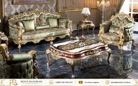 Jual Sofa Tamu Mewah Ukir Jepara Sultan Olive Gold