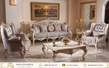 Model Set Sofa Tamu Sultan Ukir Emas Mewah