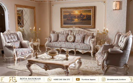 Model Set Sofa Tamu Sultan Ukir Emas Mewah
