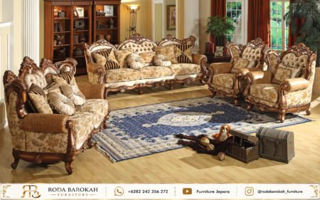 Model Sofa Tamu Mewah Ukir Klasik Antique Brown Jepara