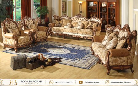 Model Sofa Tamu Mewah Ukir Klasik Antique Brown Jepara