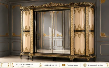 Set Kamar Tidur Mewah Klasik Eropa Metallic Bronze Gold